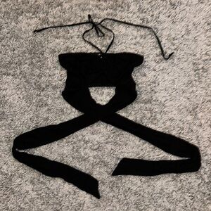 Paper Moon Black Criss Cross Tie Wrap Top Size Small